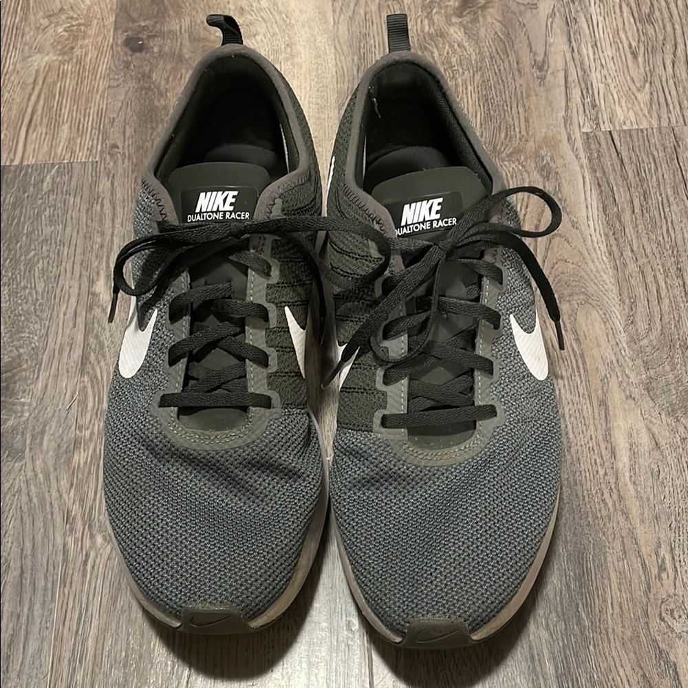 Nike Dark Green and White Dualtone Racer Athletic Shoes